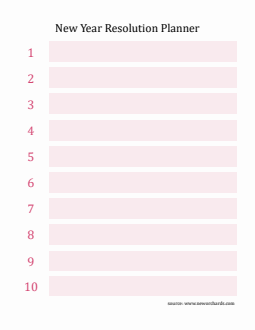 Customizable New Year Resolution Planner Word