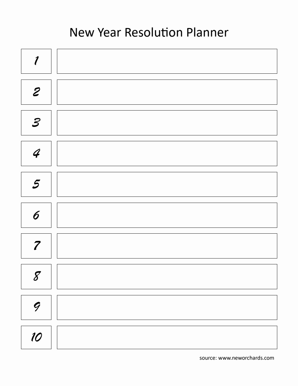 Printable New Year Resolution Planner Word