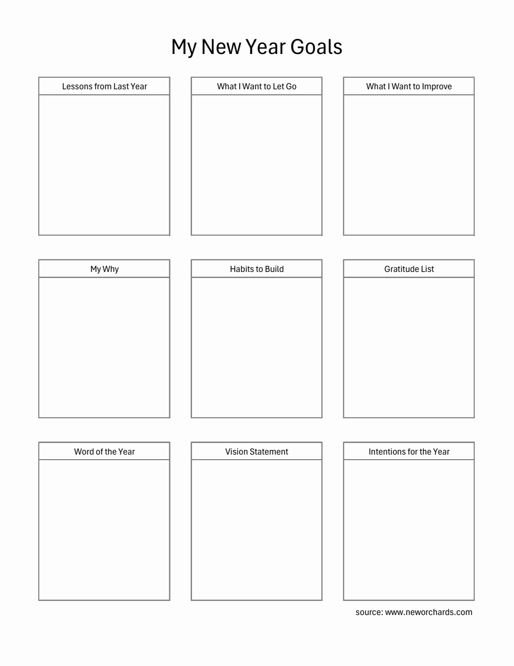 Free New Year Resolution Template in Excel (Printable)