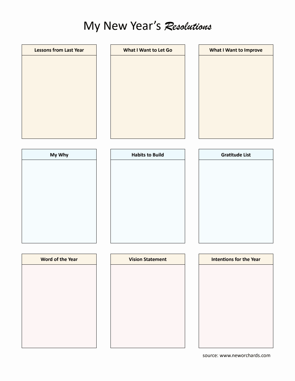 Free New Year Resolution Template in PDF (Colorful)