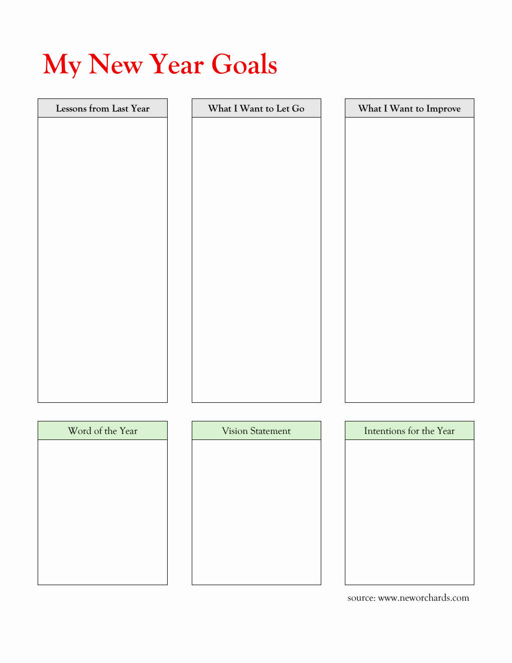 Free New Year Resolution Template in PDF (Simple)