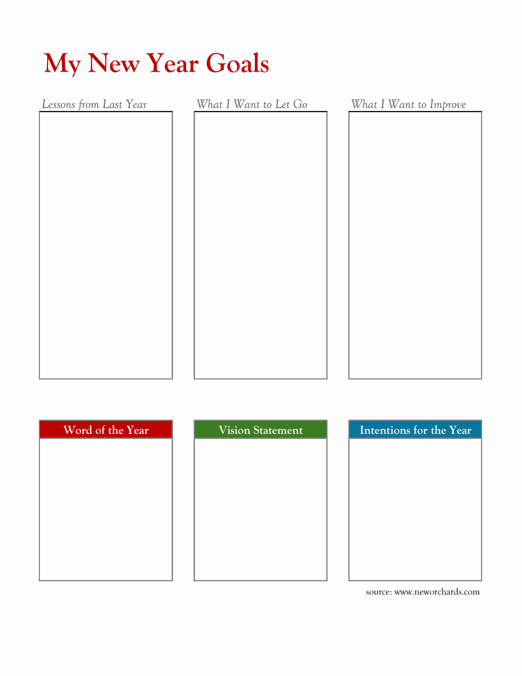 Free New Year Resolution Template in Excel (Simple)