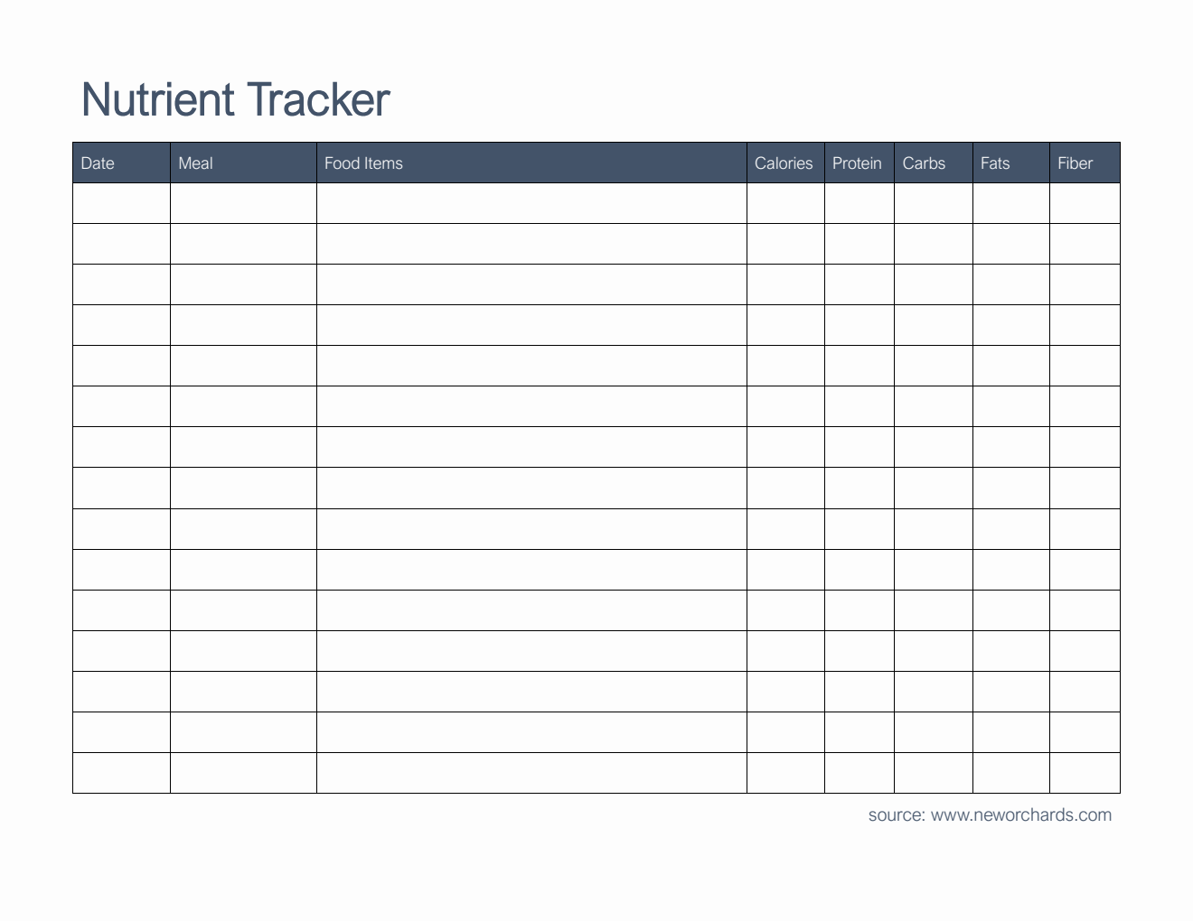 Blank Editable Nutrient Tracker Template in PDF