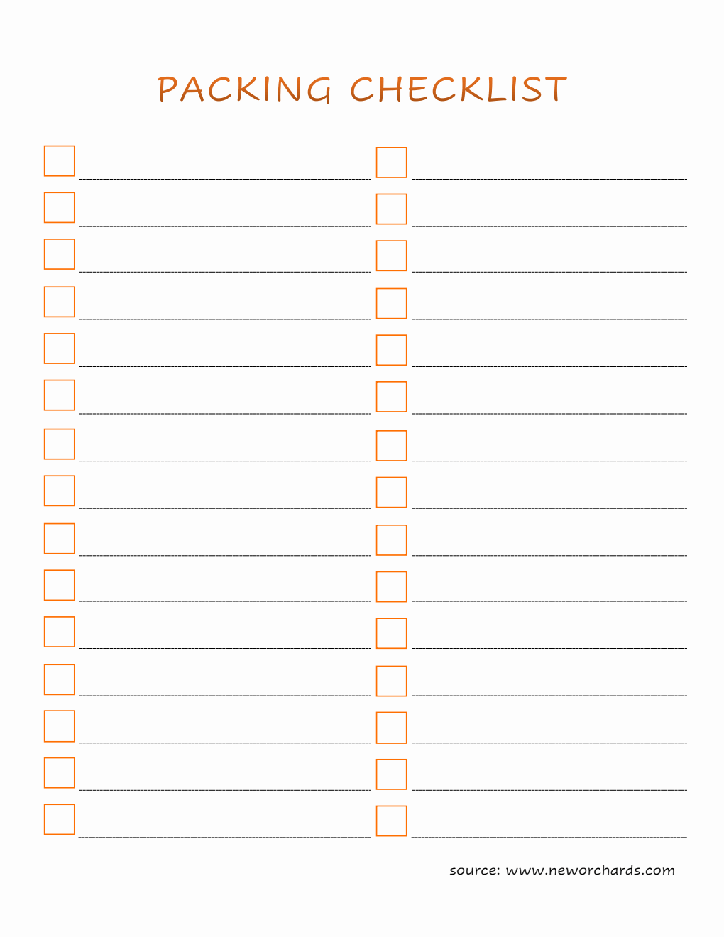  Packing Checklist Template (PDF)