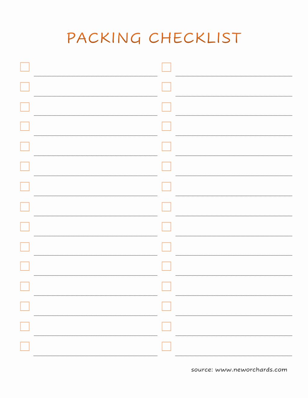  Packing Checklist Template (Word)