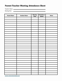 Printable Parent-Teacher Meeting Attendance Sheet | Free Word Download