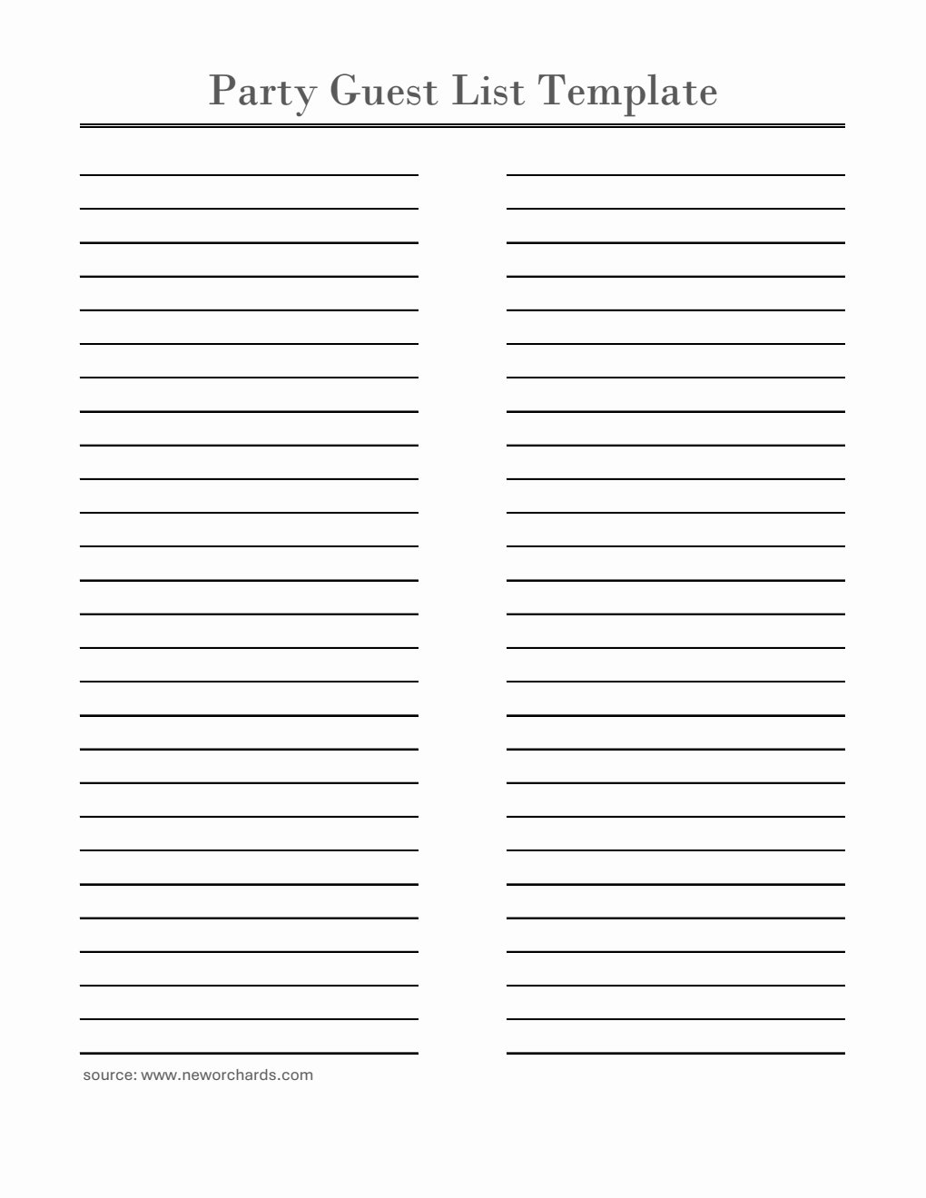 Blank Editable Party Guest List Template | Free Excel Download