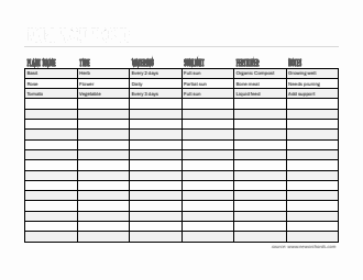 Customizable Plant Care Tracker - Free Download in Word Format