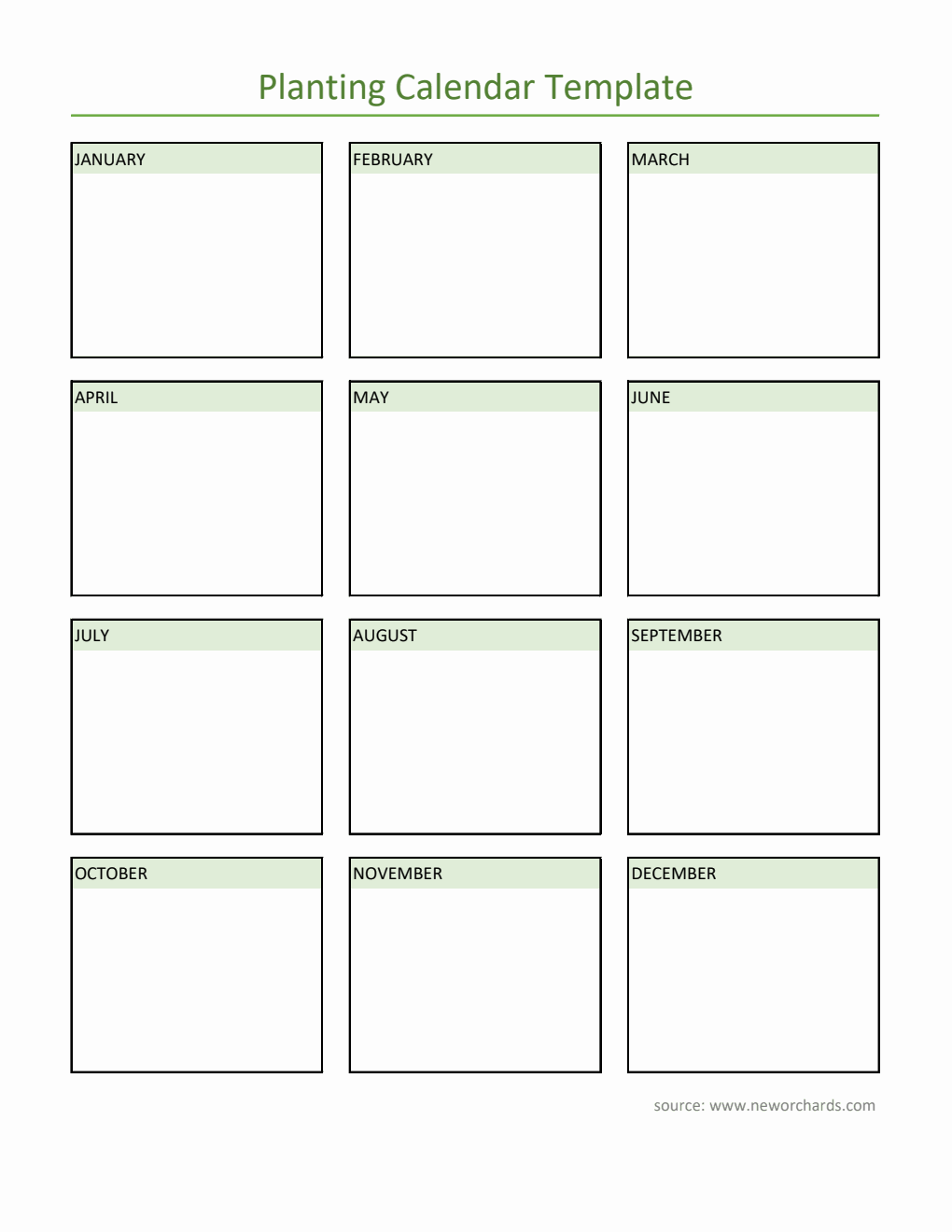Free Editable Planting Calendar Template in Excel