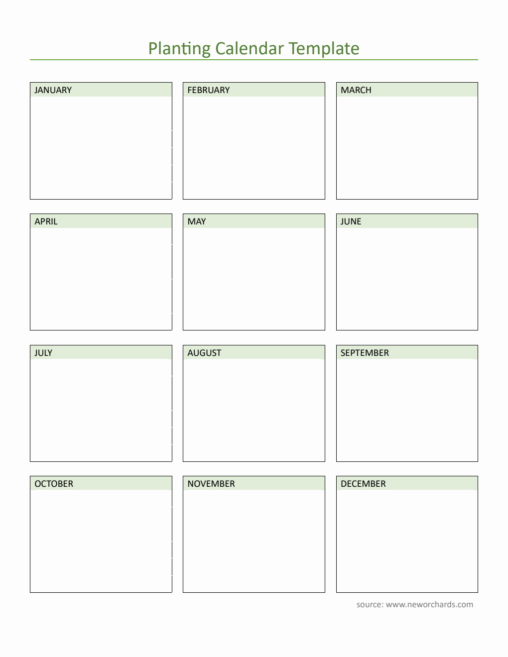 Free Editable Planting Calendar Template in PDF