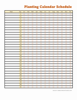 Customizable Planting Schedule By Month Template | Free Word Download