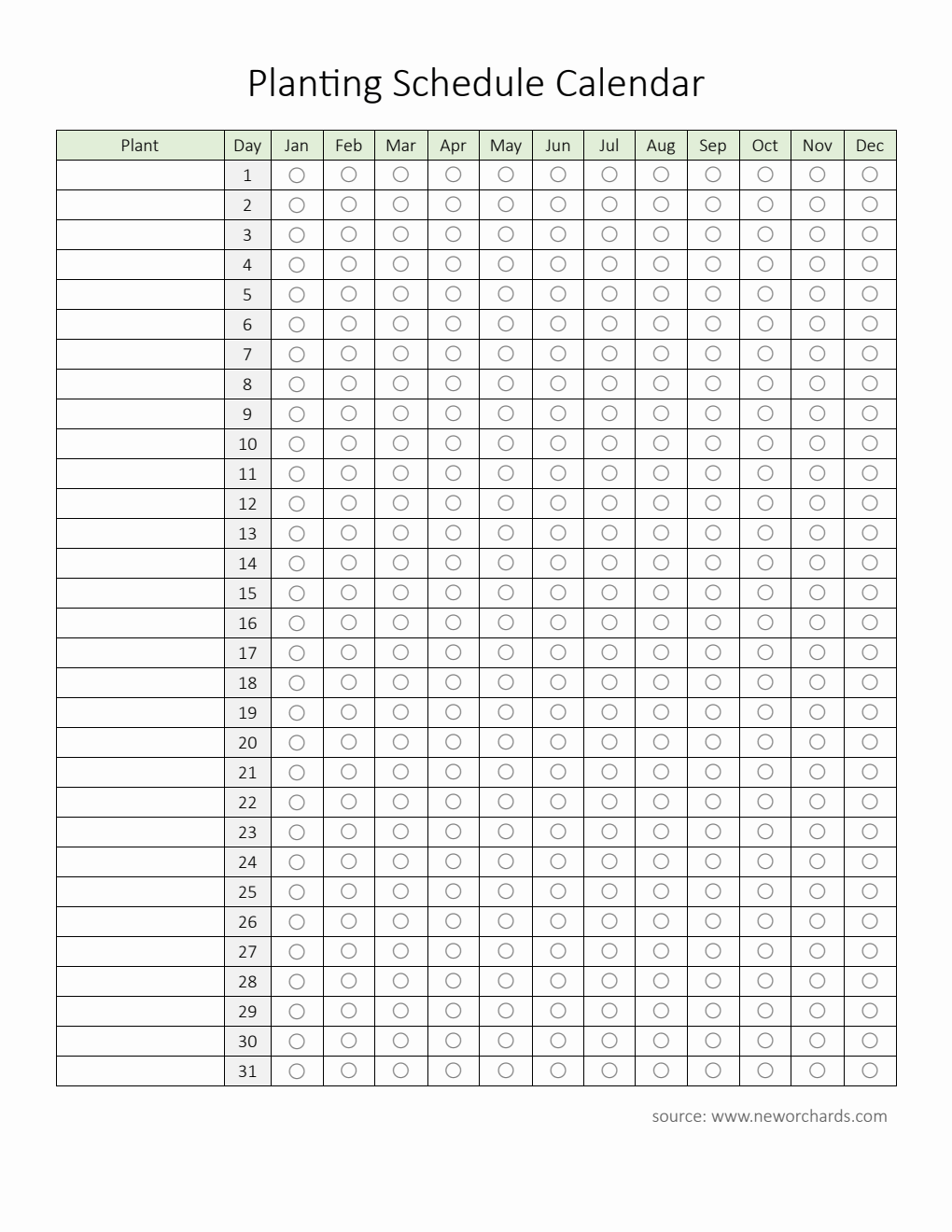  Planting Schedule By Month Template | Free Word Download