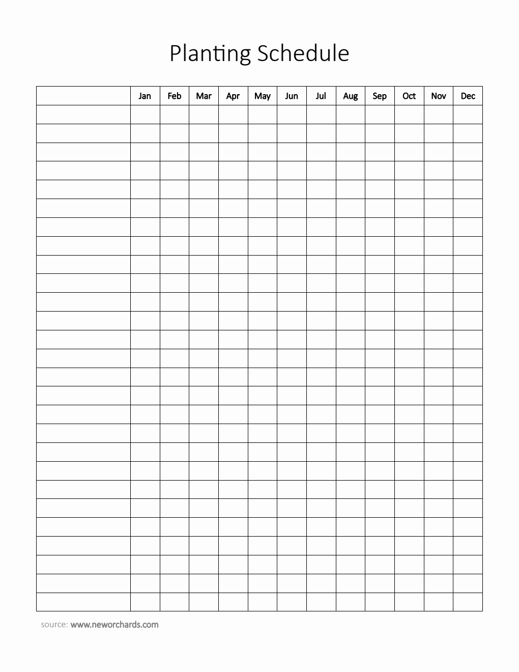 Free Printable Planting Schedule Template (Word)