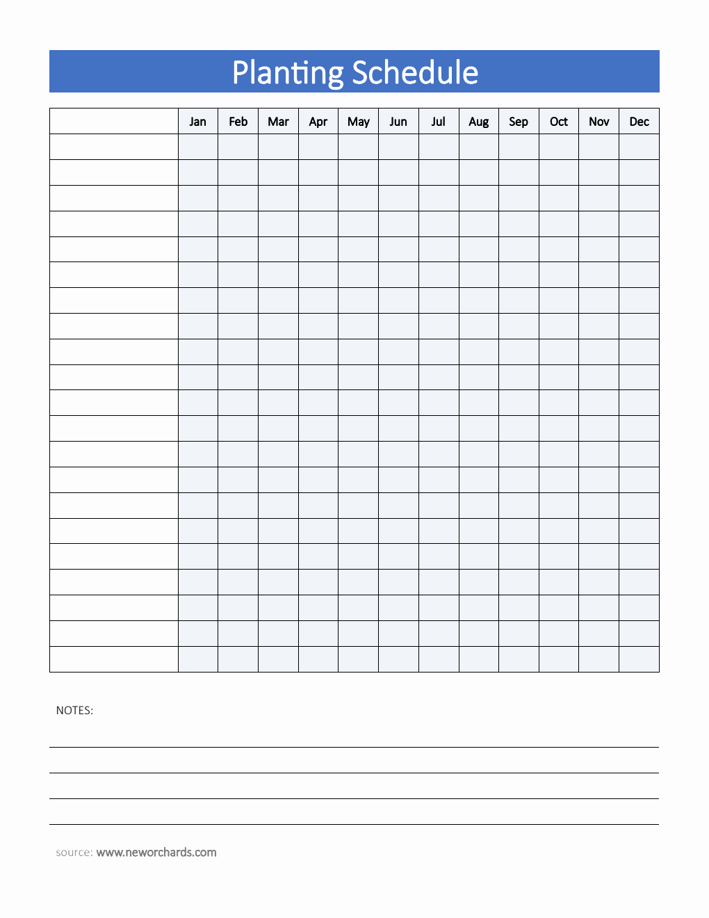 Free  Planting Schedule Template (PDF)