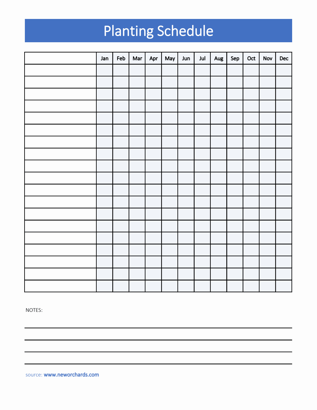 Free  Planting Schedule Template (Excel)