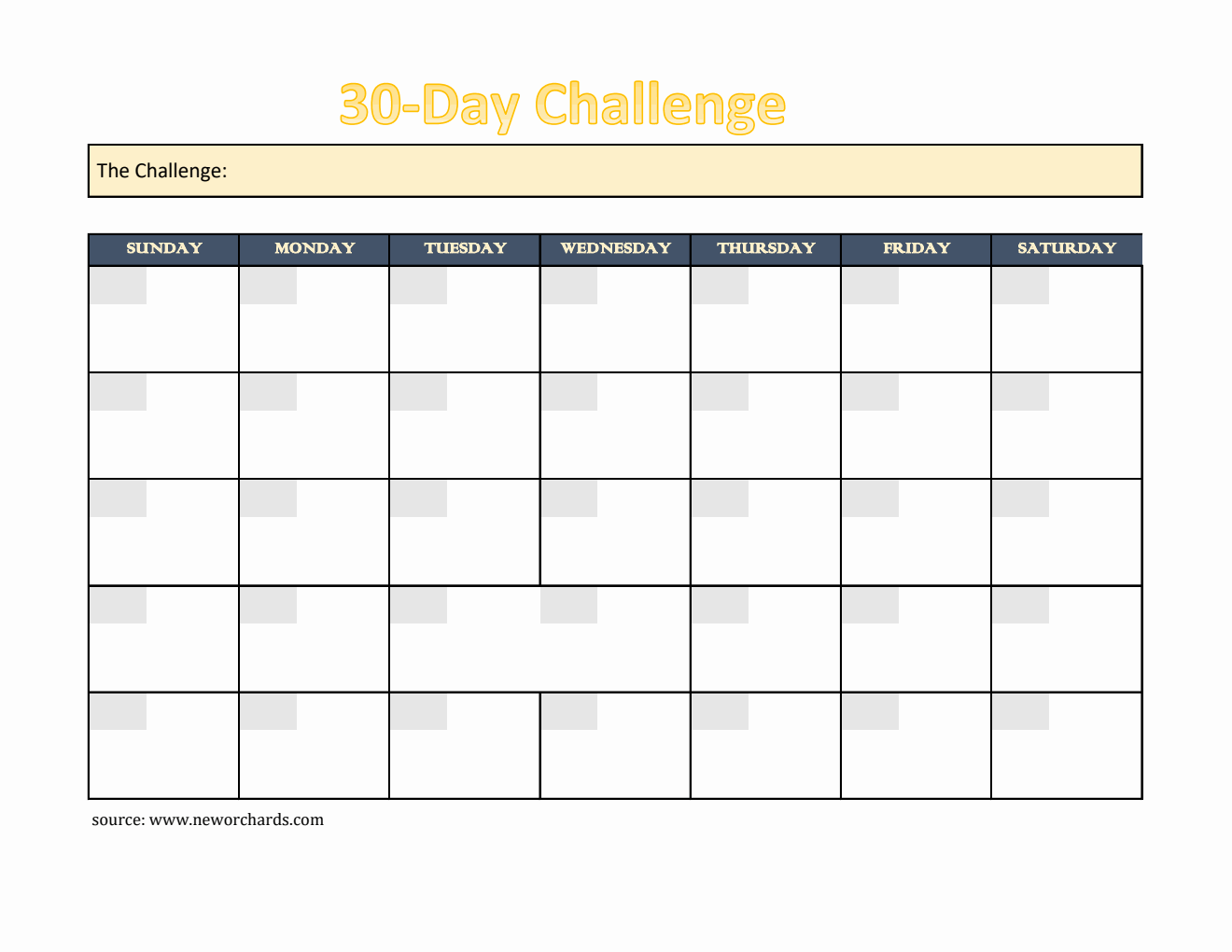 Simple 30-Day Challenge Template | Free to Download and Customize in Excel