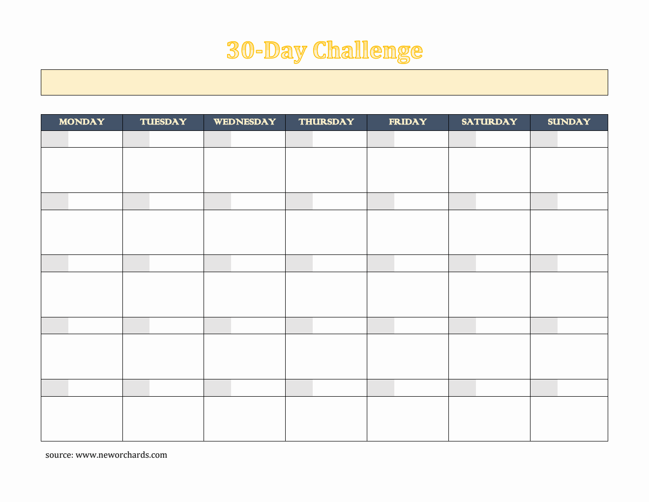 Simple 30-Day Challenge Template | Free to Download and Customize in PDF