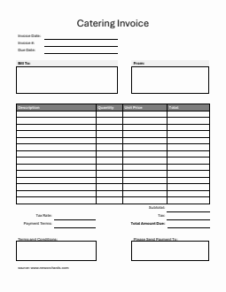 Free Printable Catering Invoice Template in Word