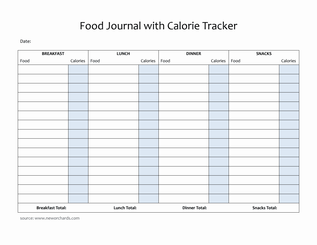 Food Journal Template PDF (Classic)