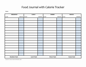 Food Journal Template Word (Classic)