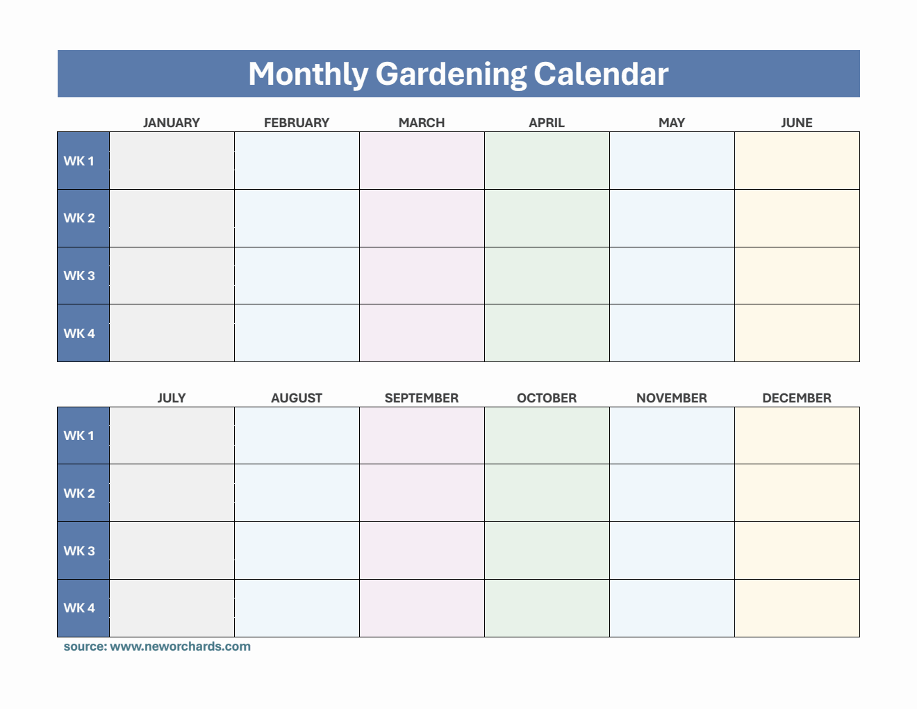 Monthly Planting Calendar in Word | Blank, Printable, and 100% Customizable