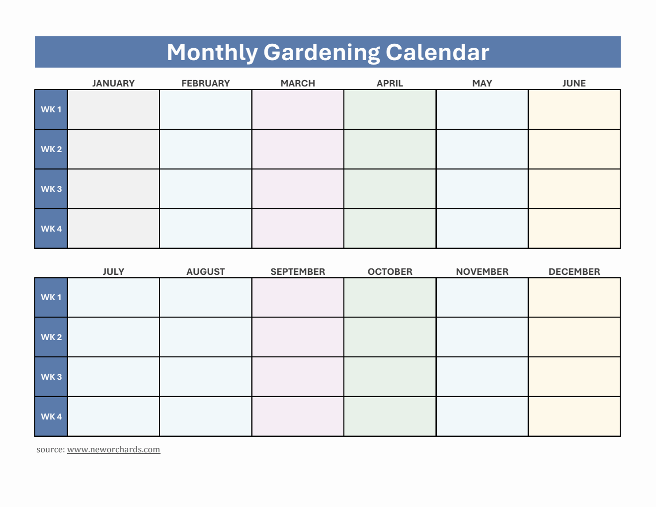 Monthly Planting Calendar in Excel | Blank, Printable, and 100% Customizable