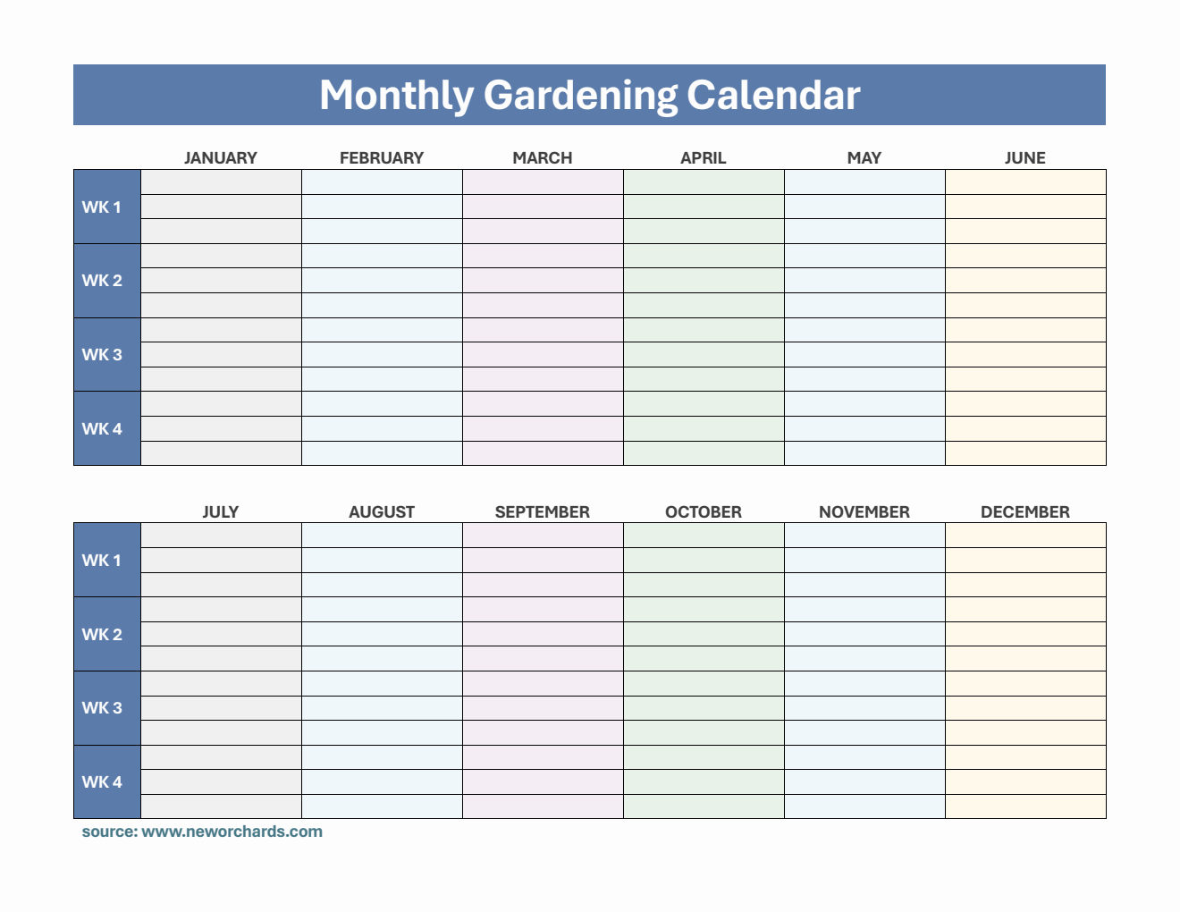 Monthly Planting Calendar in PDF | Blank, Printable, and 100% Customizable