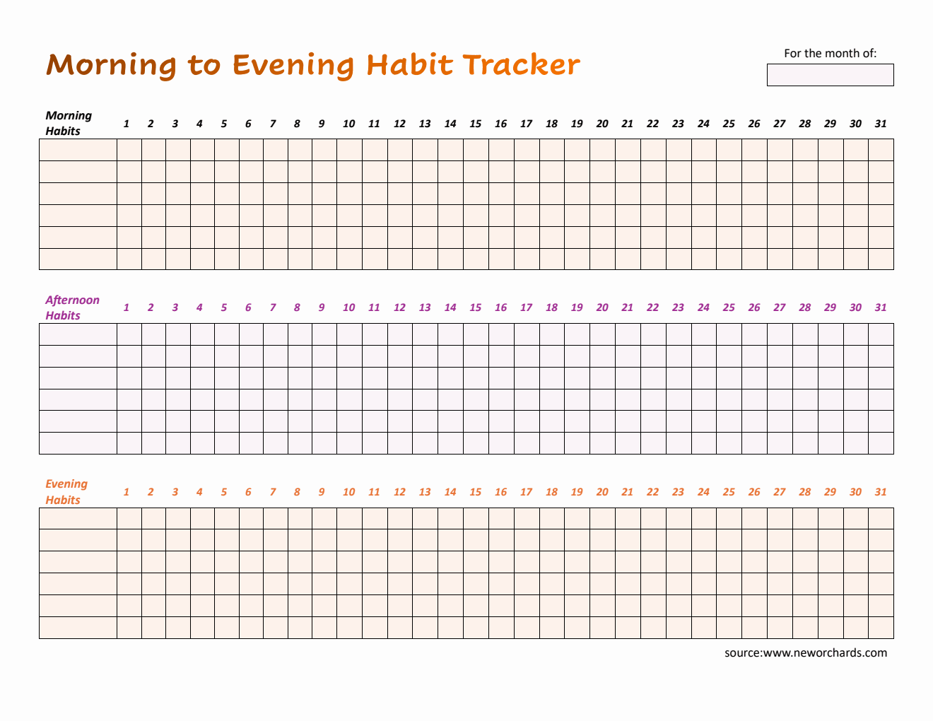 Downloadable Habit Tracker – Track Morning, Afternoon & Evening Routines Daily (PDF Format)