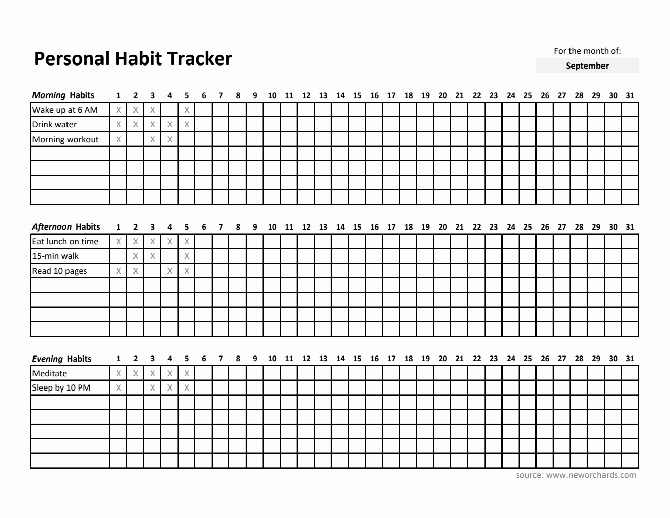  Habit Tracker – Track Morning, Afternoon & Evening Routines Daily (Excel Format)
