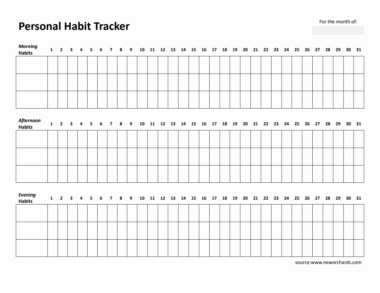  Habit Tracker – Track Morning, Afternoon & Evening Routines Daily (PDF Format)