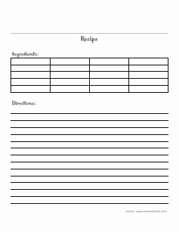 Printable Recipe Card Template - Word (Basic)