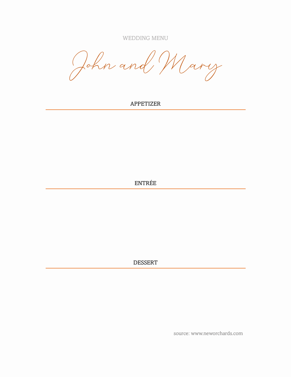 Free Printable Wedding Menu Template (Word)
