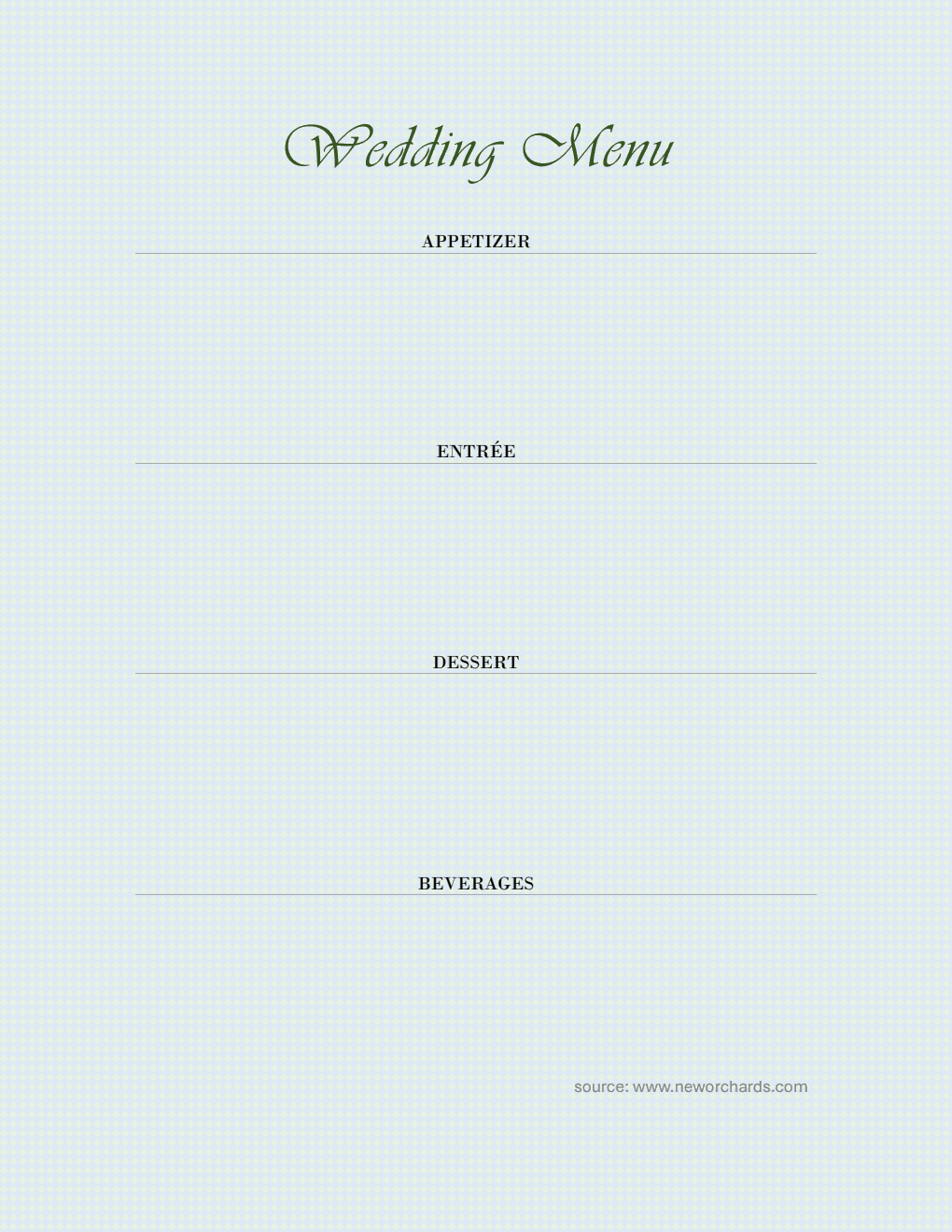 Free Simple Wedding Menu Template (PDF)