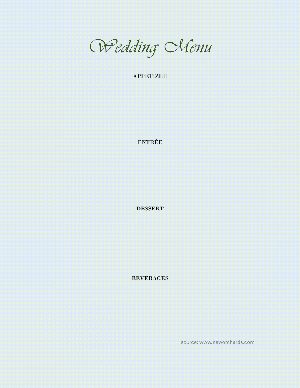 Free Simple Wedding Menu Template (Word)