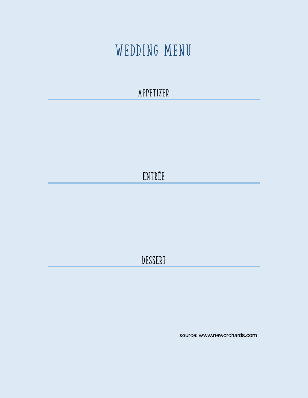 Free Editable Wedding Menu Template (Word)
