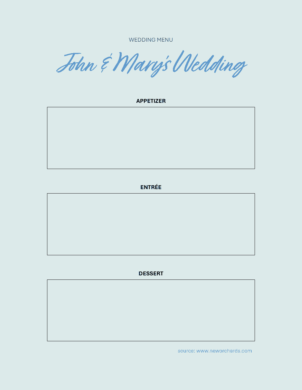 Free  Wedding Menu Template (PDF)