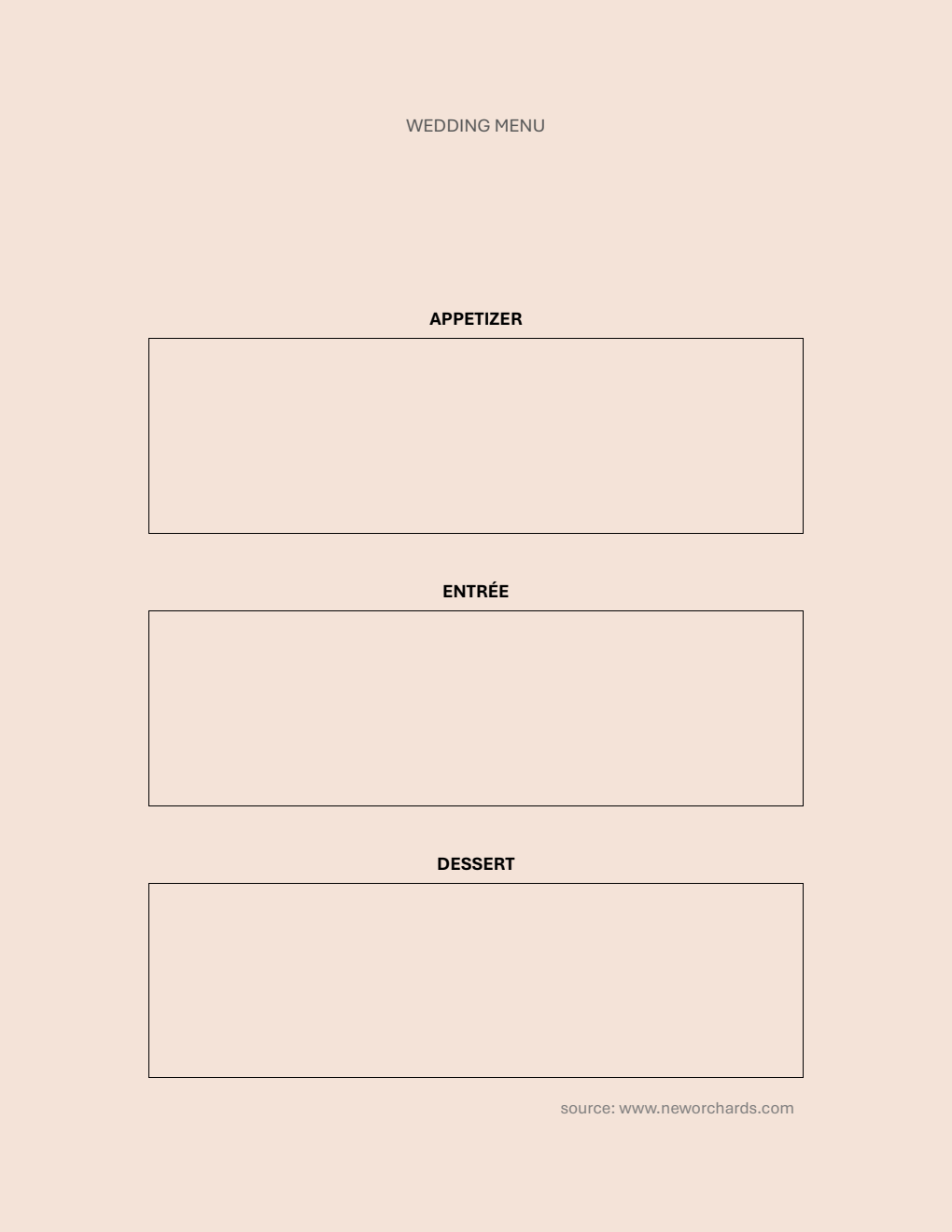 Free Downloadable Wedding Menu Template (PDF)