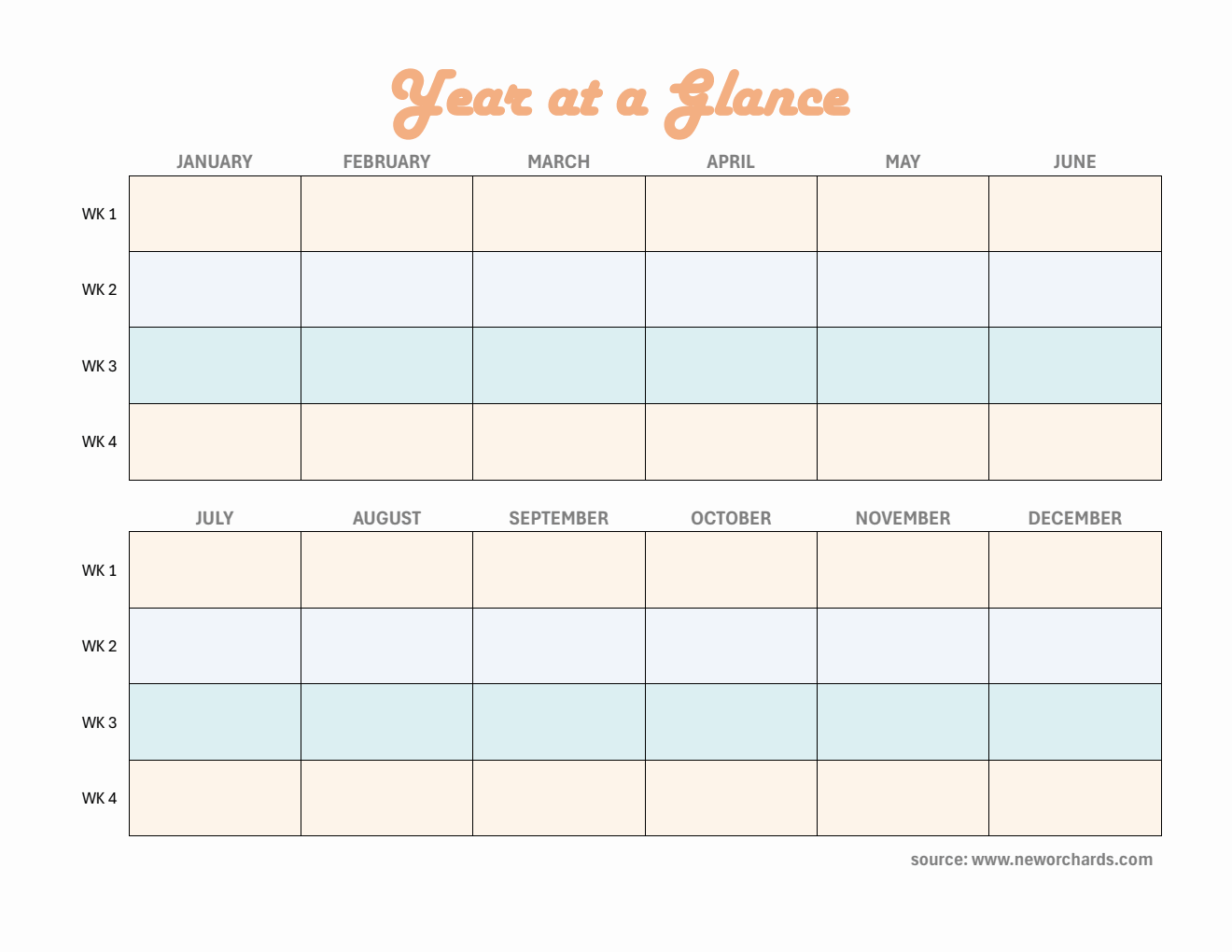 Year-at-a-Glance Template | Free to Download and Edit in PDF
