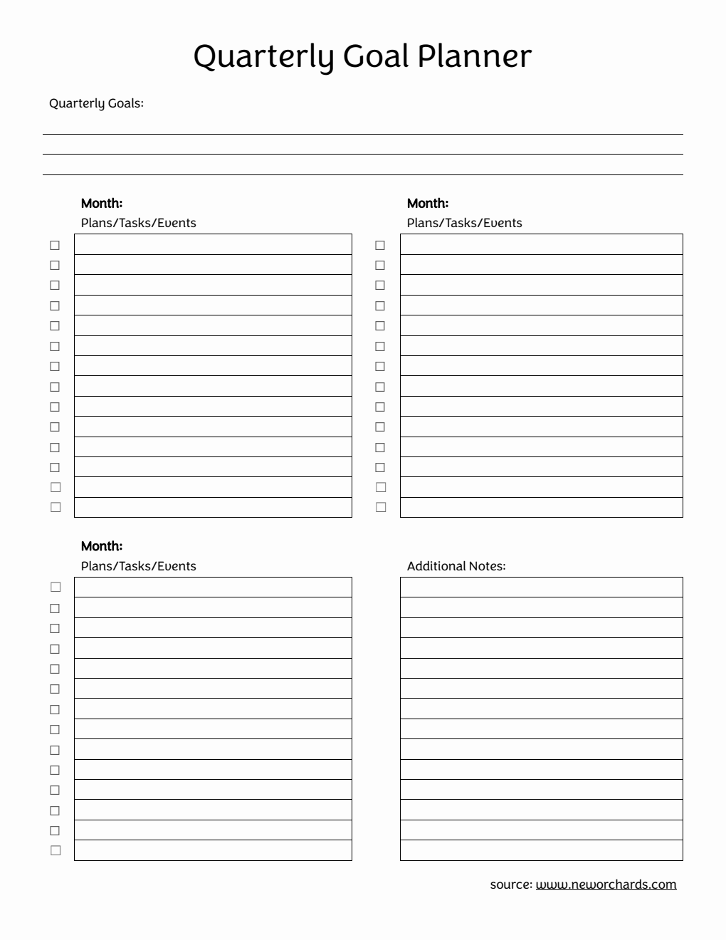 Free Printable Quarterly Goal Planner in Word Format