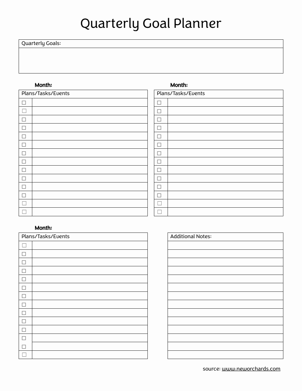 Free Basic Quarterly Goal Planner in PDF Format