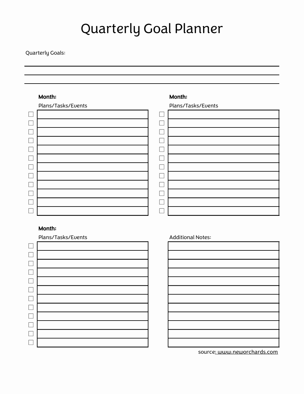 Free Printable Quarterly Goal Planner in Excel Format