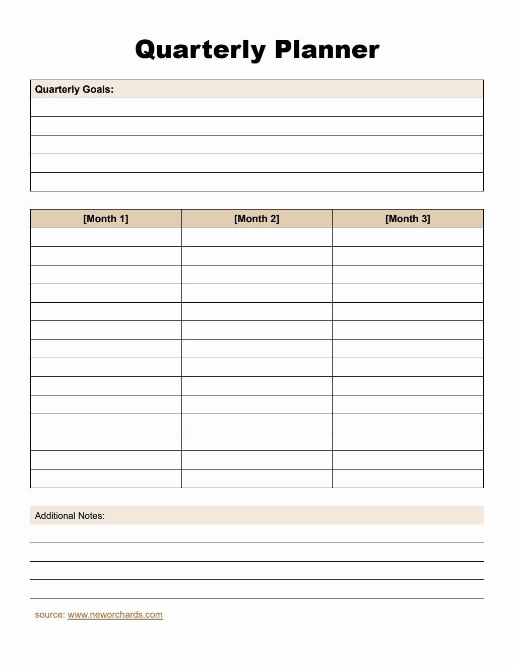Free Word Quarterly Planner (Customizable)