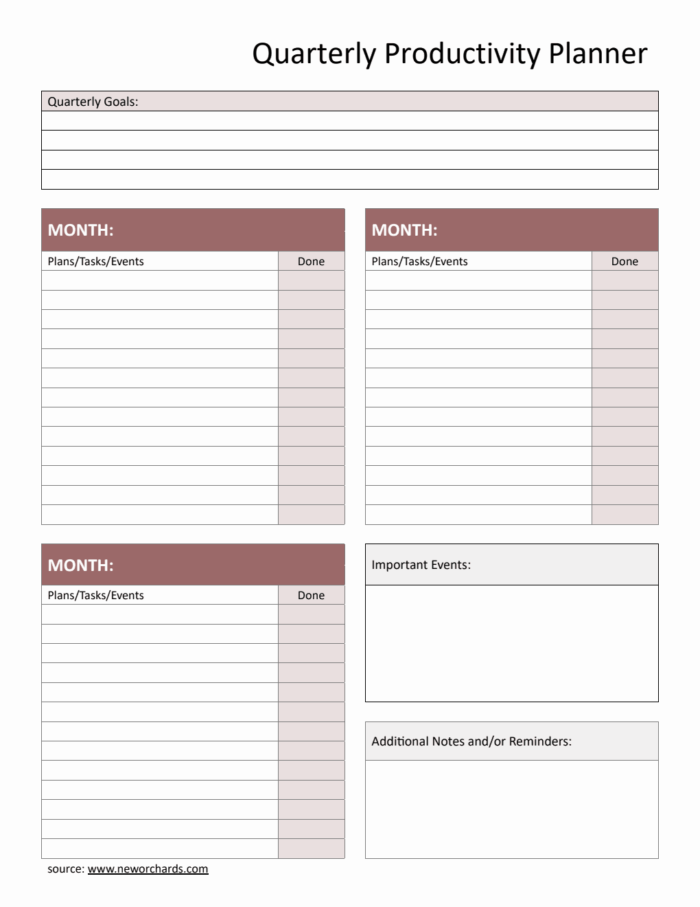 Free PDF Quarterly Planner (Professional)