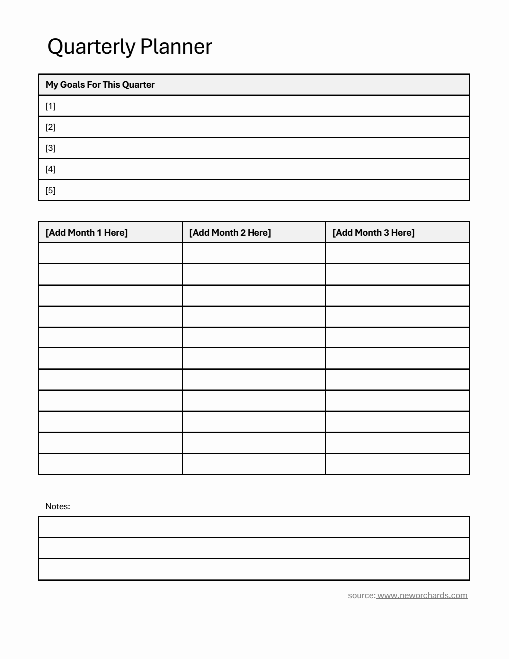 Free Excel Quarterly Planner (Simple)