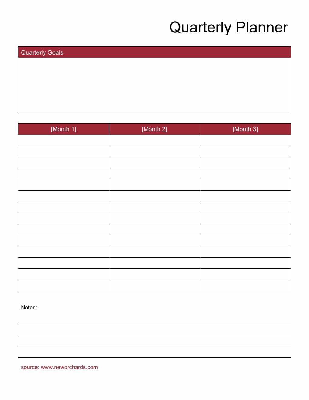 Free Word Quarterly Planner (Modern)