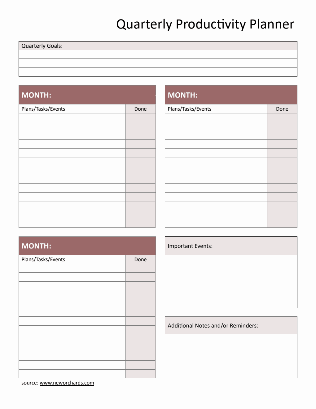 Free Word Quarterly Planner (Professional)