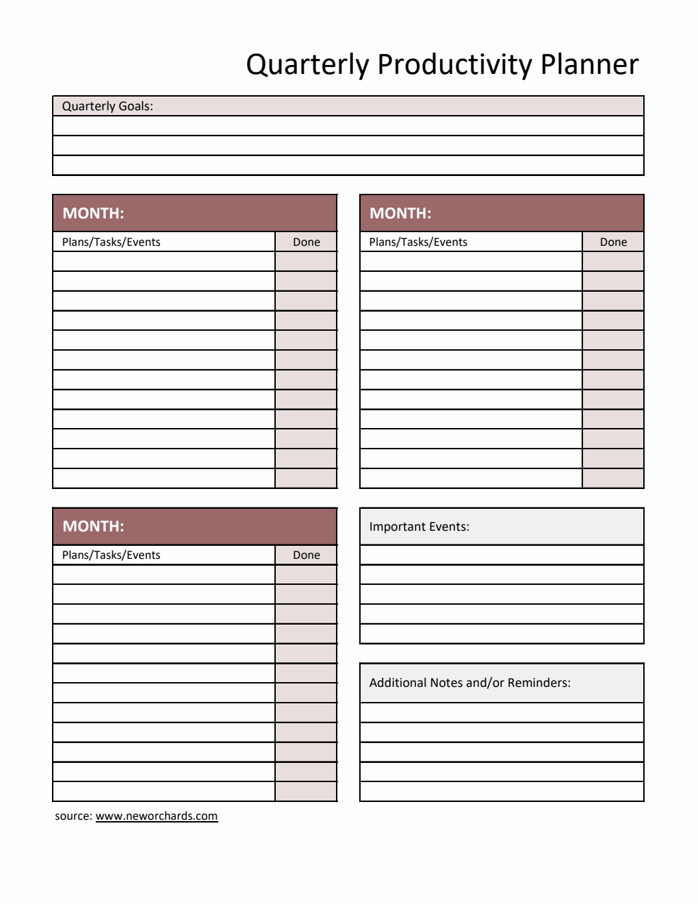 Free Excel Quarterly Planner (Professional)