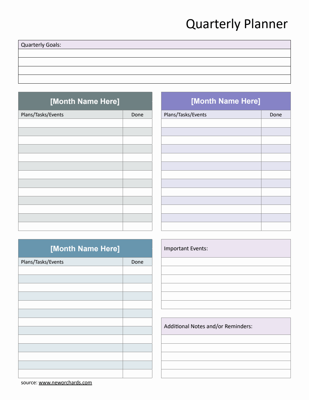 Free PDF Quarterly Planner (Striped)