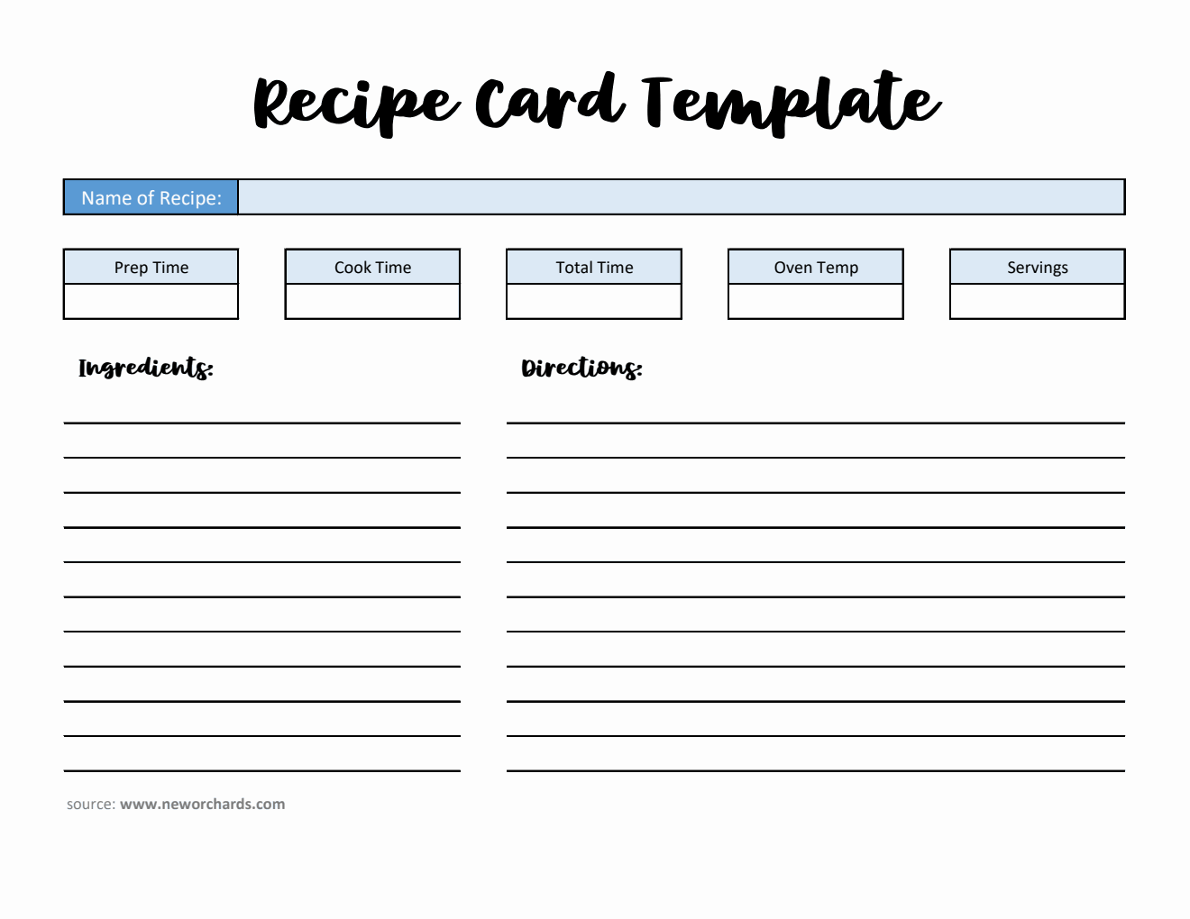 Free Recipe Card Template in Excel Format