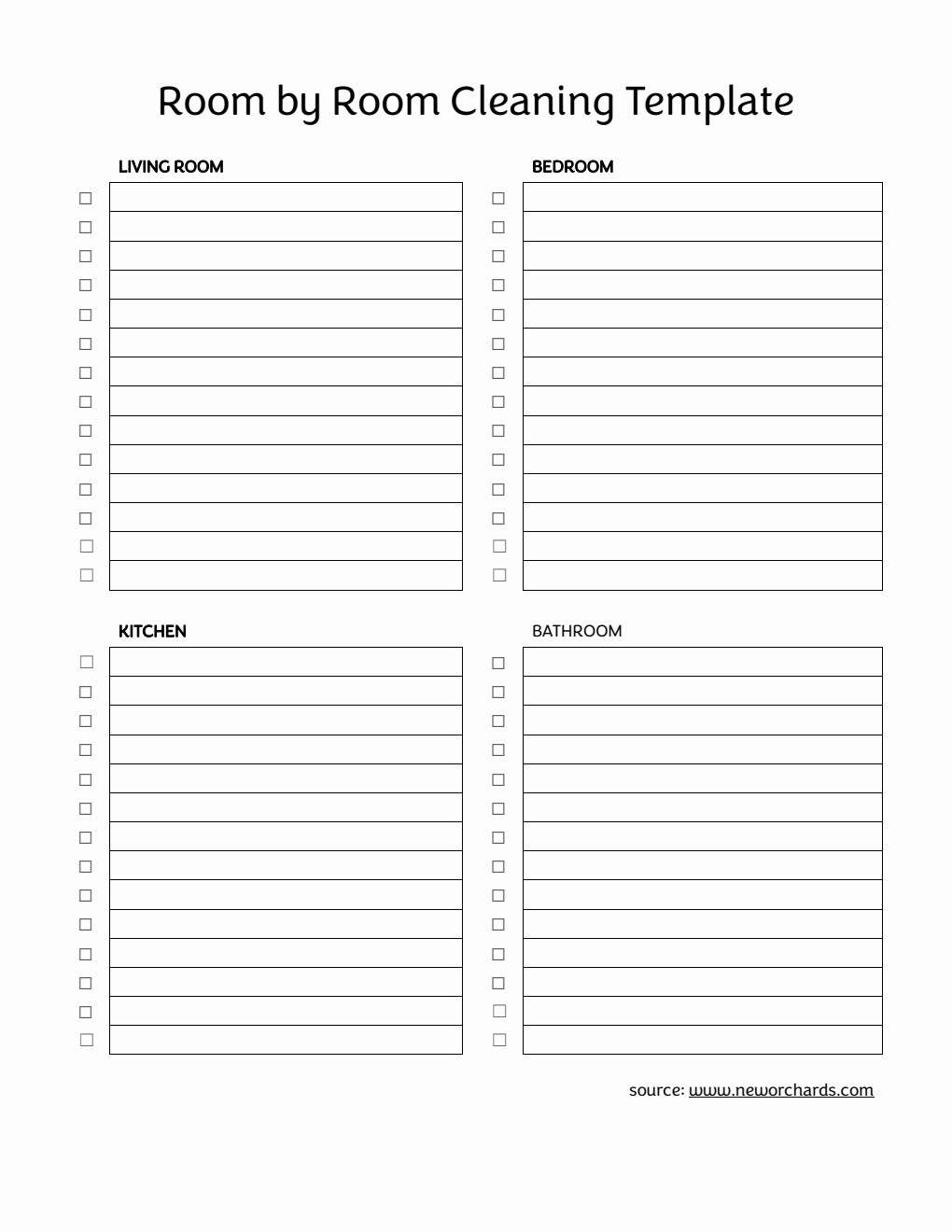   Room-by-Room Cleaning Template - Free Word Download